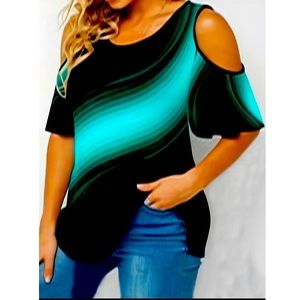 Plus Size Sz 5X Women's Off Shoulder Round Neck Blouse Brand New